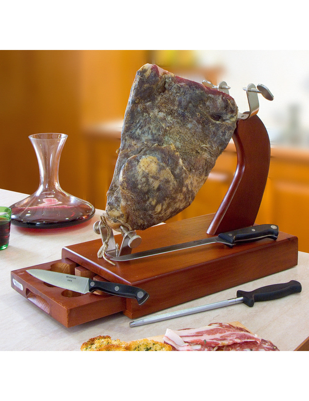 PORTAPROSCIUTTO CON CASSETTO COLTELLI 60498