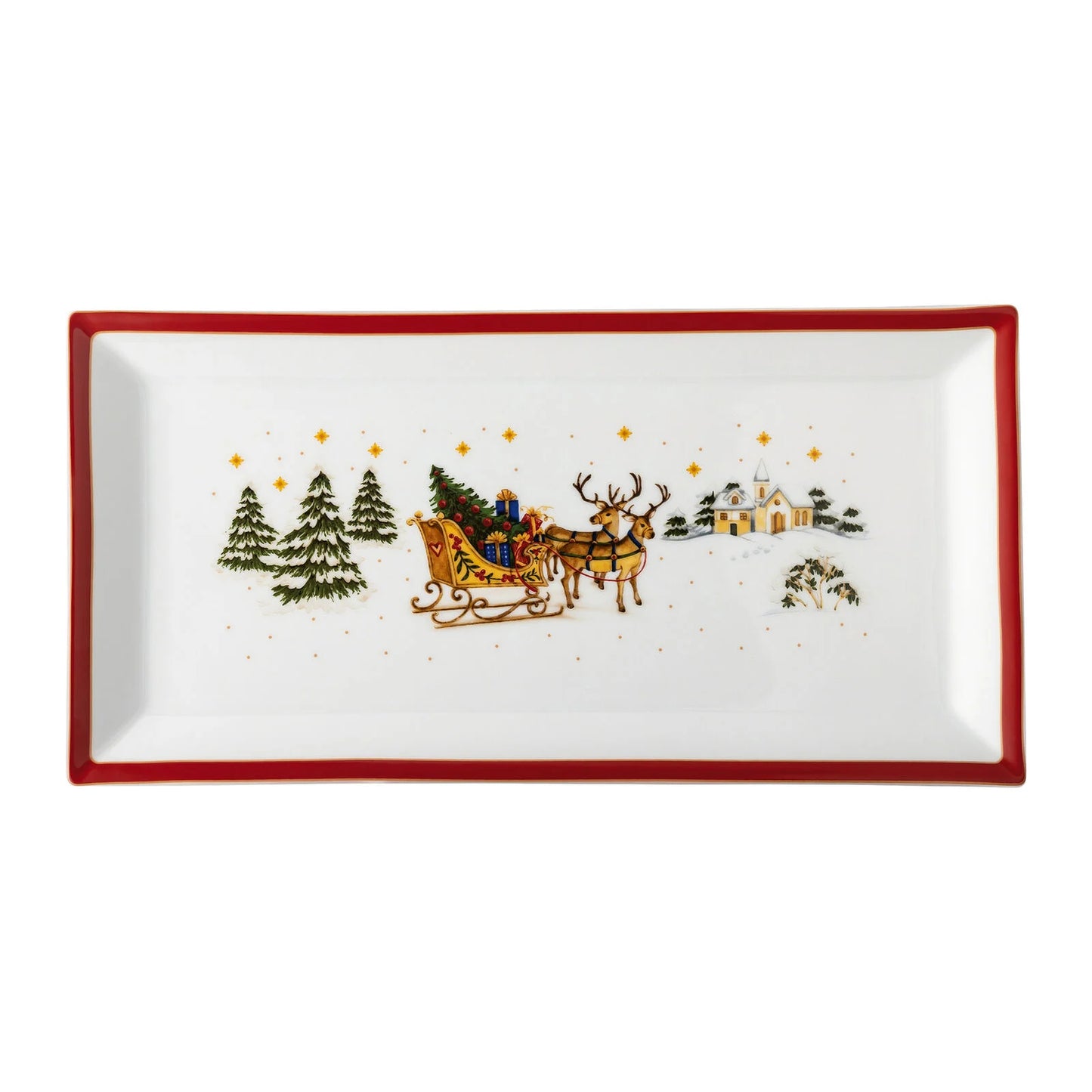 PIATTO RETTANGOLARE CM.36 HAPPY WINTERTIME RED 12936