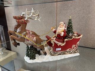 CARILLON BABBO NATALE SU SLITTA LED+MUSICA