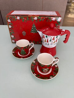 JINGLE BELLS SET CAFFETTIERA+2 TAZZE ESPRESSO