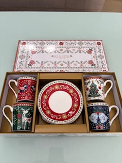 CHRISTMAS FOLK SET 4 TAZZINE ESPRESSO