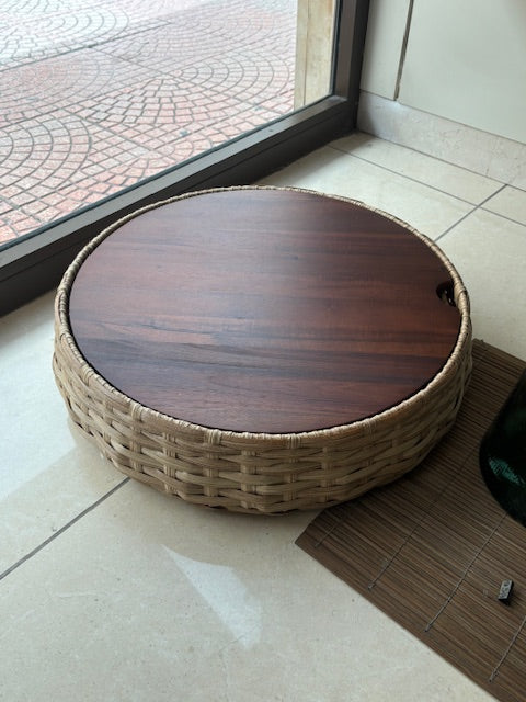 RADICI CONTENITORE IN RATTAN + COPERCHIO LEGNO ACACIA